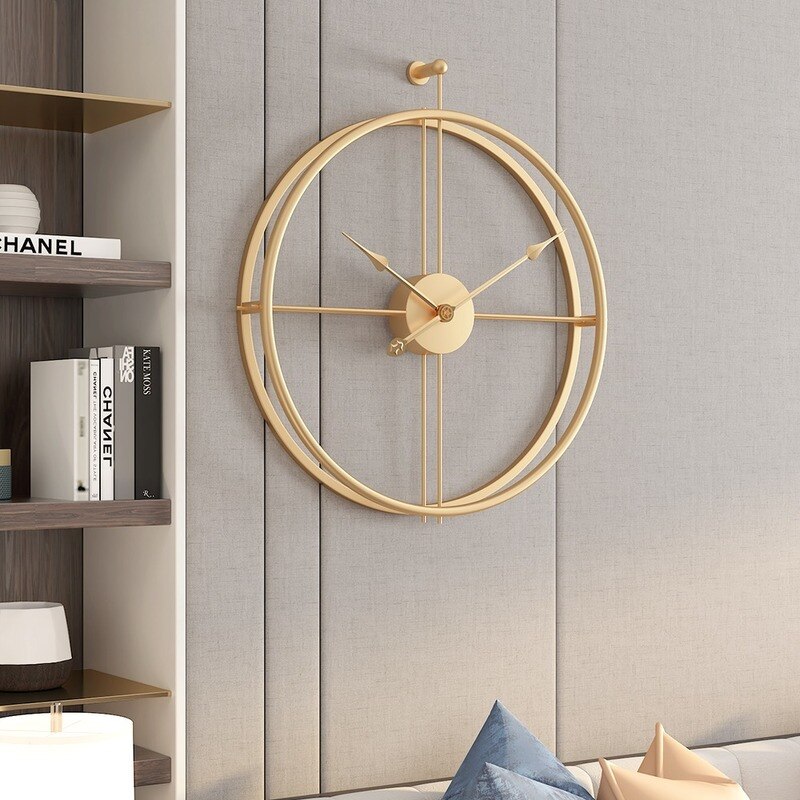 52cm grande relógio de parede metal do vintage design moderno para casa decoração escritório pendurado relógios sala estar clássico breve europeu quente