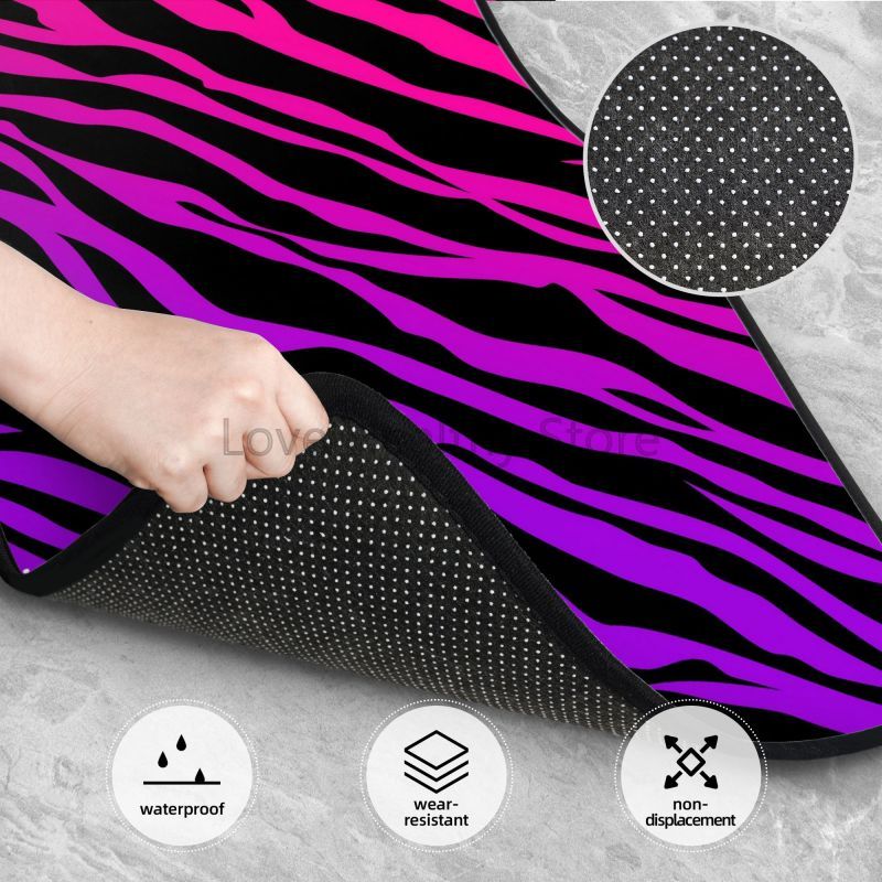 Zebrastribede bilmåtter sæt  of 4 stk. skridsikre fodmåtter tæpper universal til sedan suv bil interiørbeskytter