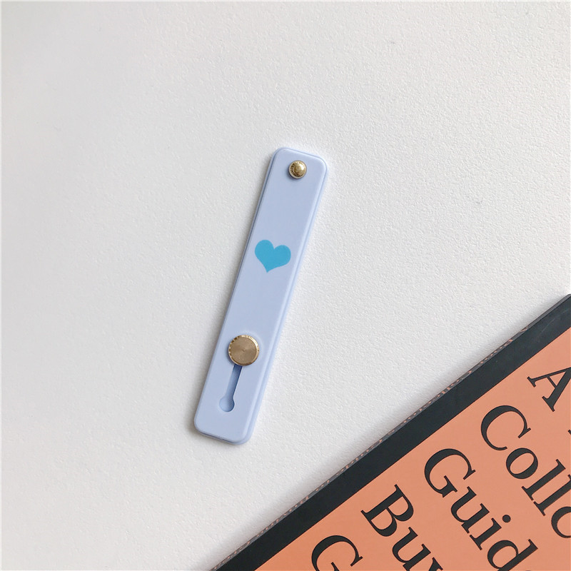 1 pz Candy color cuore custodia per cellulare staffa supporto per cinturino da polso push stretch cinturino da polso in silicone supporto per impugnatura per dito: Blue -heart