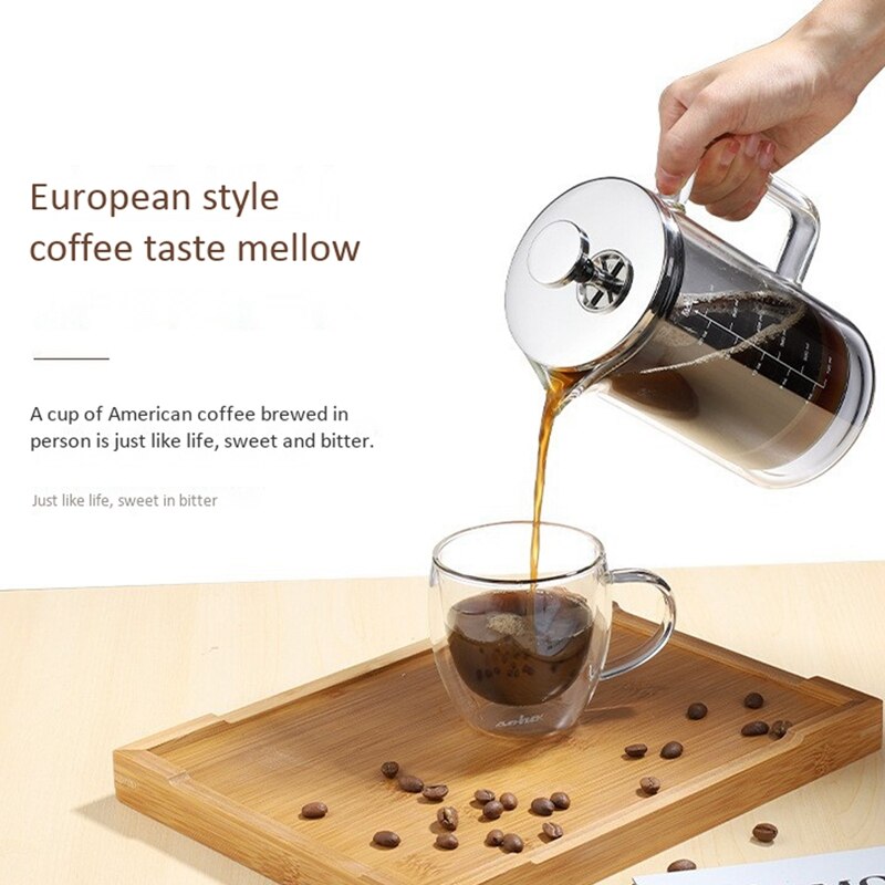 Prasa francuska ze stali nierdzewnej, z ekranami filtracyjnymi, kawiarka robić domowej kuchni/biura i ekspresu robić kawy, 600ML