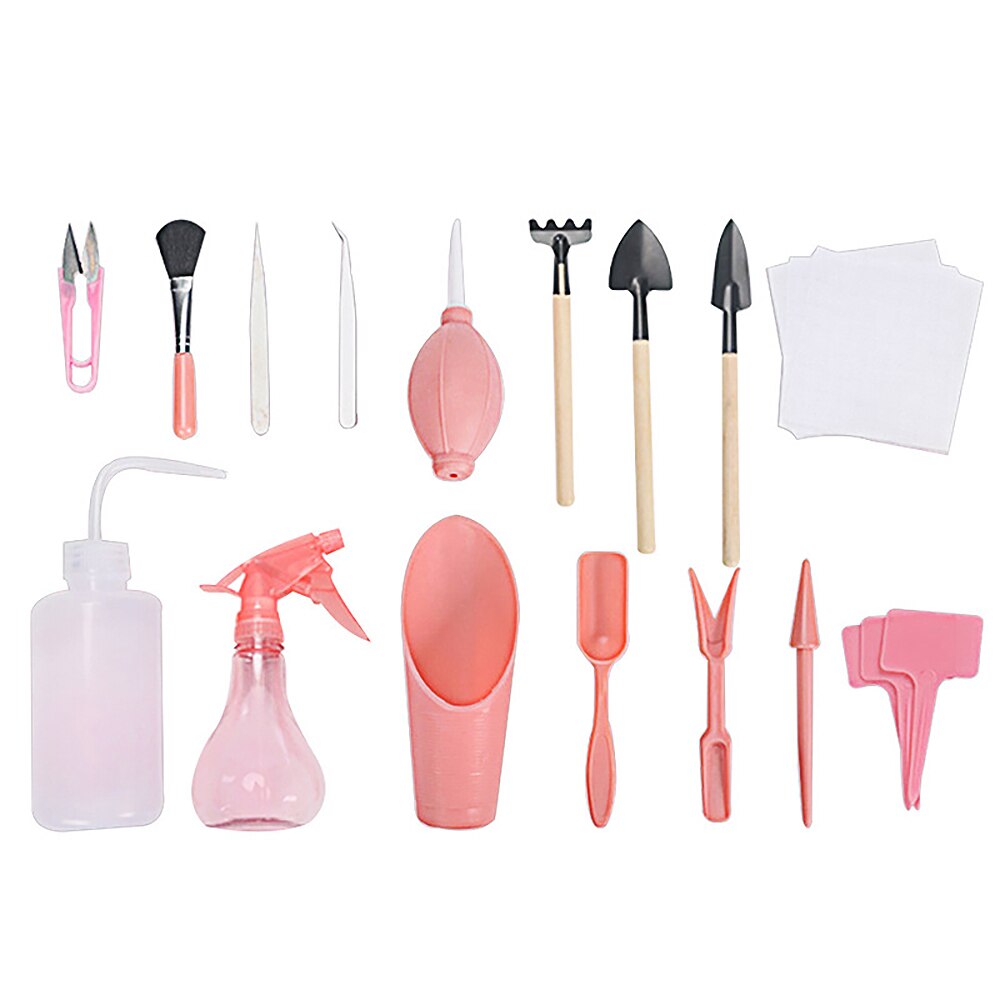 16Pcs Succulent Transplanteren Tuin Handje Mini Tuinieren Hand Tool Set Voor Indoor Plant Zorg Levert Plantaardige Tool: Pink