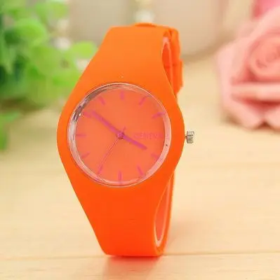 Men watch Women Cream Color Ultra-thin Silicone Strap Leisure Watch Geneva Wristwatch Women's Jelly Watches: SKY BLUE