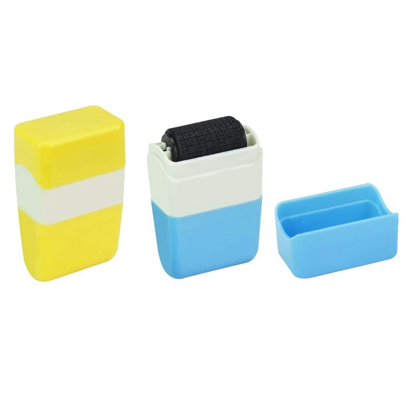 2 PCS Identity Theft Protection Stamp Confidential Roller Stamp Defender Security Stamp Hide ID Address Yellow &amp; Blue: Default Title