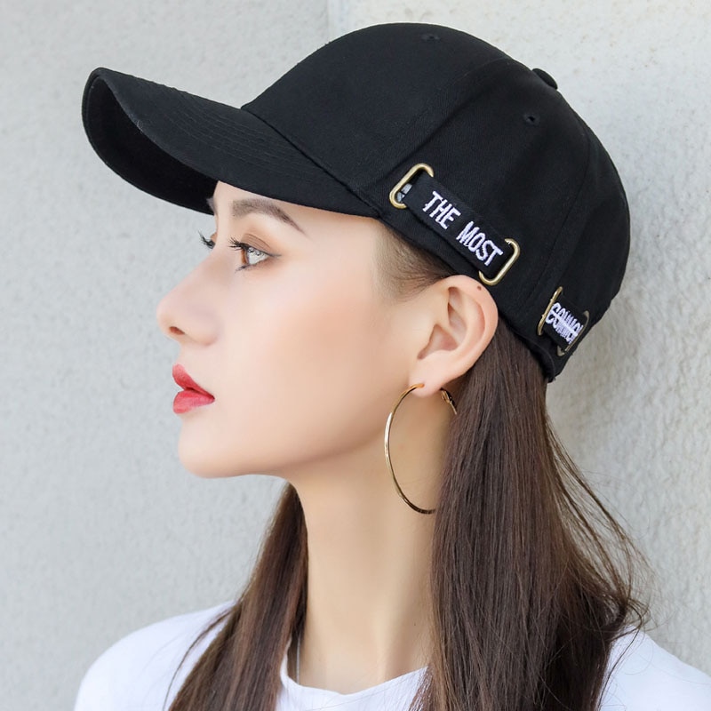 Unisex mænd & #39 ;s baseballkasket kvinder sort brevbroderi koreansk stil sommer snapback hip hop hat gorros hombre casquette femme