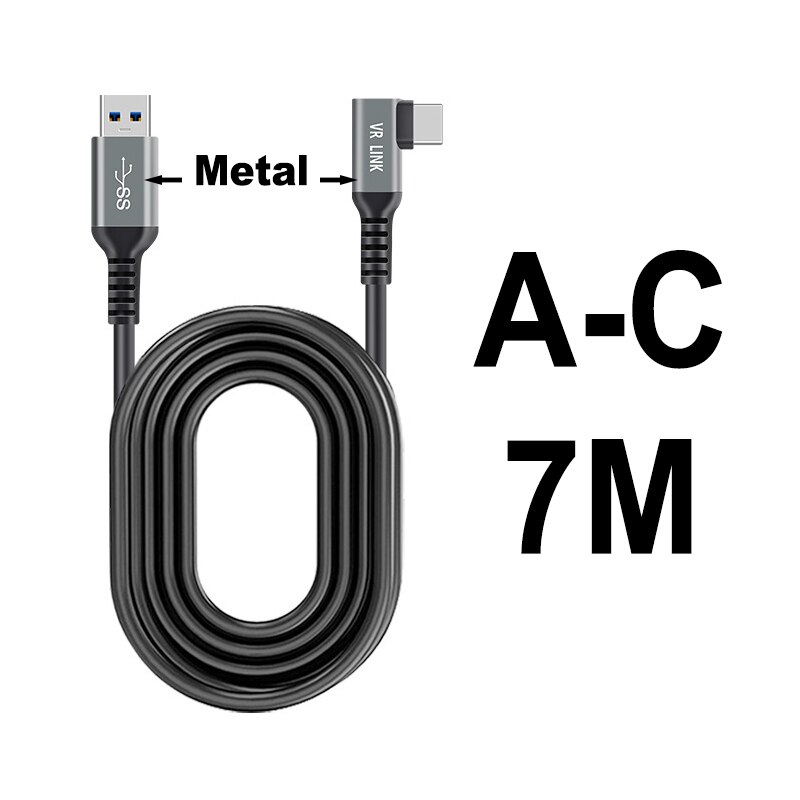 For Oculus Link Cable 5M 6M 7M USB C Fast Charging Data Cord Oculus Quest 2 Link Cable 16ft Quest2 Full Set VR Accessories: Metal A-C 7M
