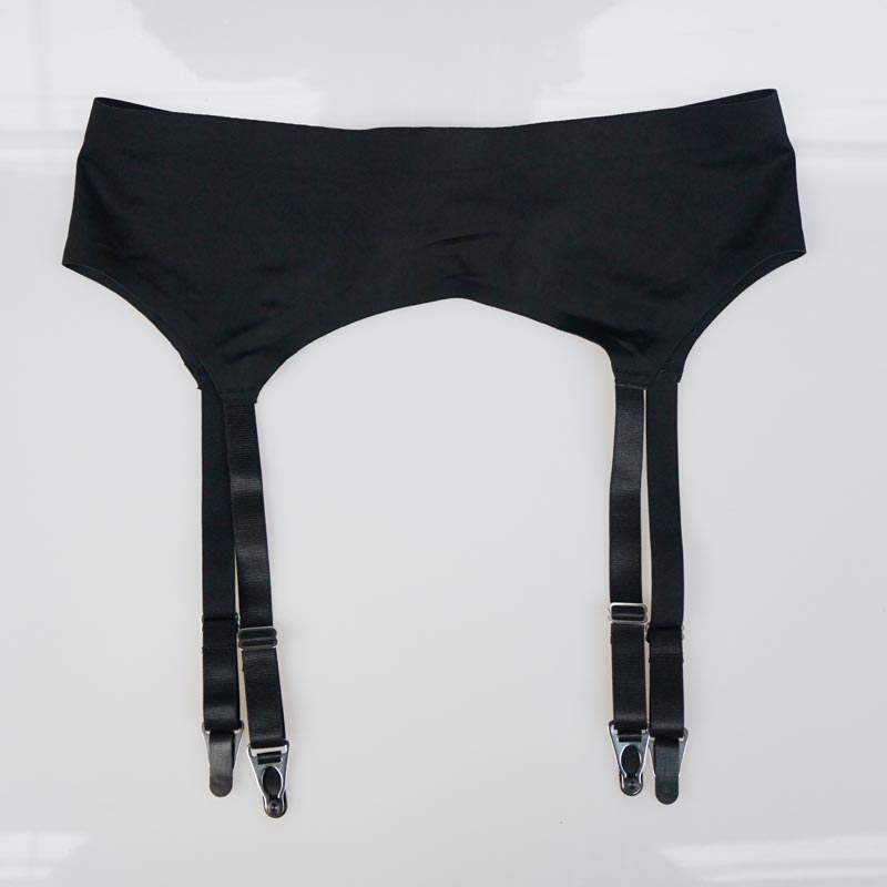 Black Retro Seamless Metal Buckles 4 Wide Straps Women/Female/Lady Sexy Vintage Garter Belts For Stockings Suspender Belt S506B: L