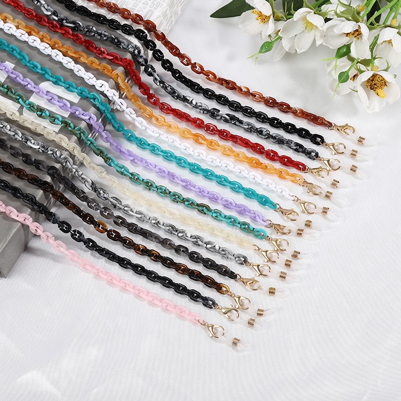 Neue Mehrfarbige Dünne Harz Acryl Sonnenbrille Kette Für Frauen Männer Brillen Ketten Lesen Eyewears Schnur Halter Neck Strap Lanyard