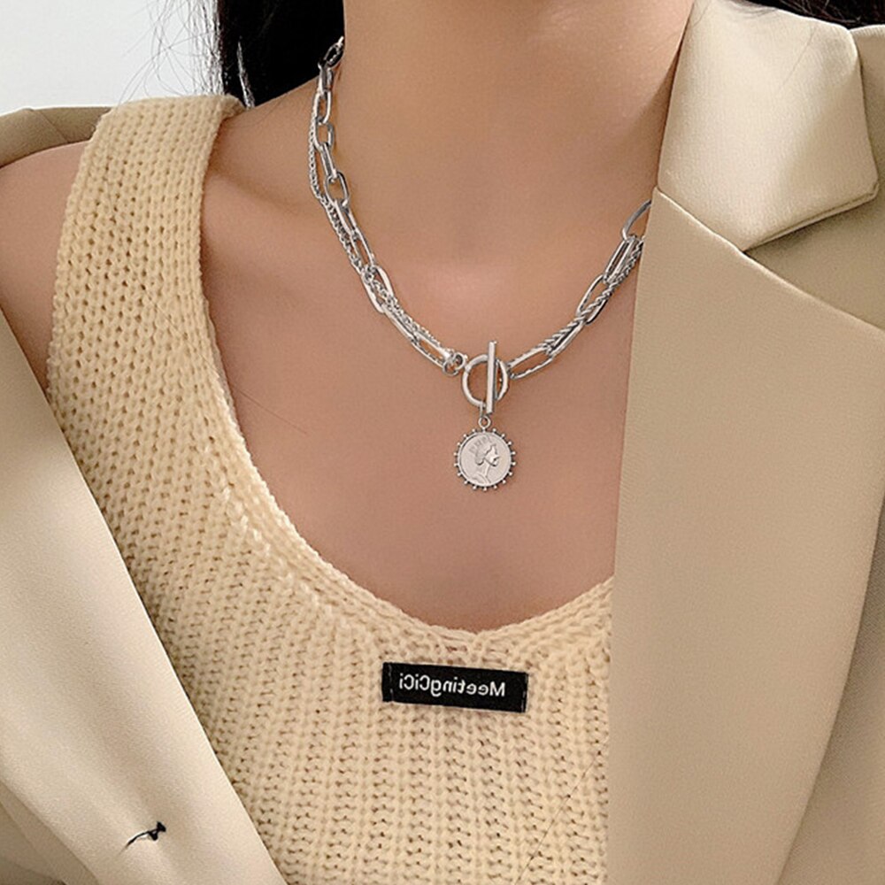 Bohemian Multi-layer Pendant Necklace for Women Vintage Coco Cross Lotus Virgin Mary Collar Choker Bead Chain Jewelry: IPA0949