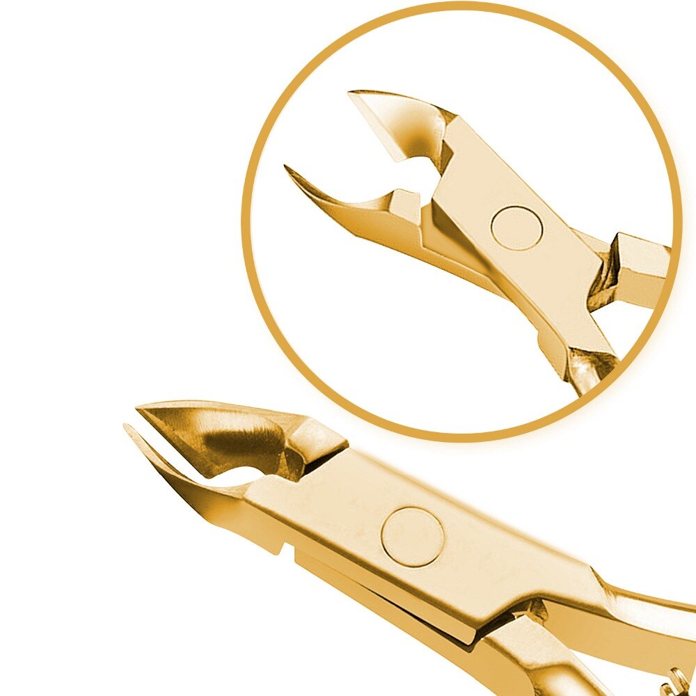 Biutee oro Tijeras para uñas de acero inoxidable de la cutícula pinzas tijeras de manicura pedicura uñas kits de herramientas de doble tenedor muerto herramientas de uñas