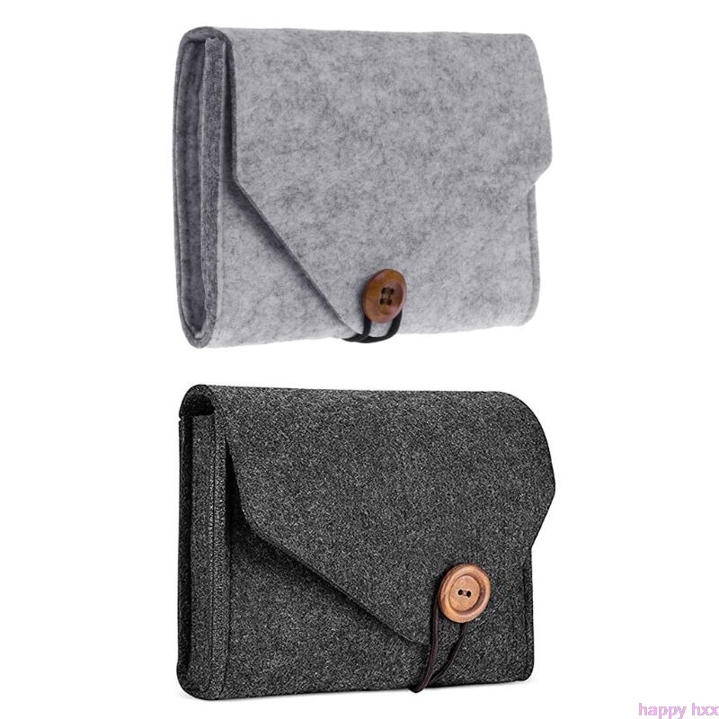 Felt Pouch Power Bank Storage Bag For Data Cable Mouse Travel Organizer