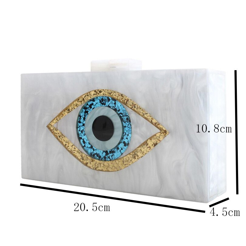 Patchwork Glitter Evil Eye Acrylic PVC Plastic Box Day Clutches Summer Beach Travel Evening Handbags Women cocktail Tote Bags