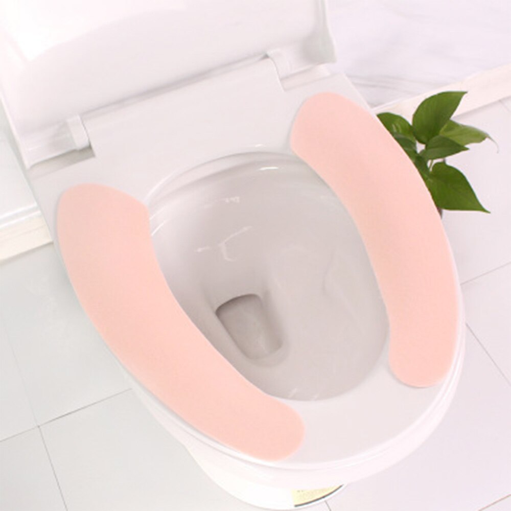 1 par suave portátil lavable de baño de felpa asiento de inodoro relleno salud pegajoso hogar estera de fibra química asiento cubierta