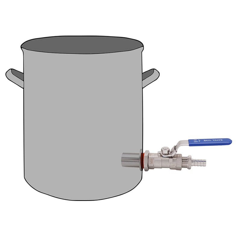 1/2" Stainless Steel Kettle Valve Kit w/barb, 1/2"NPT, 1/2"Barb,