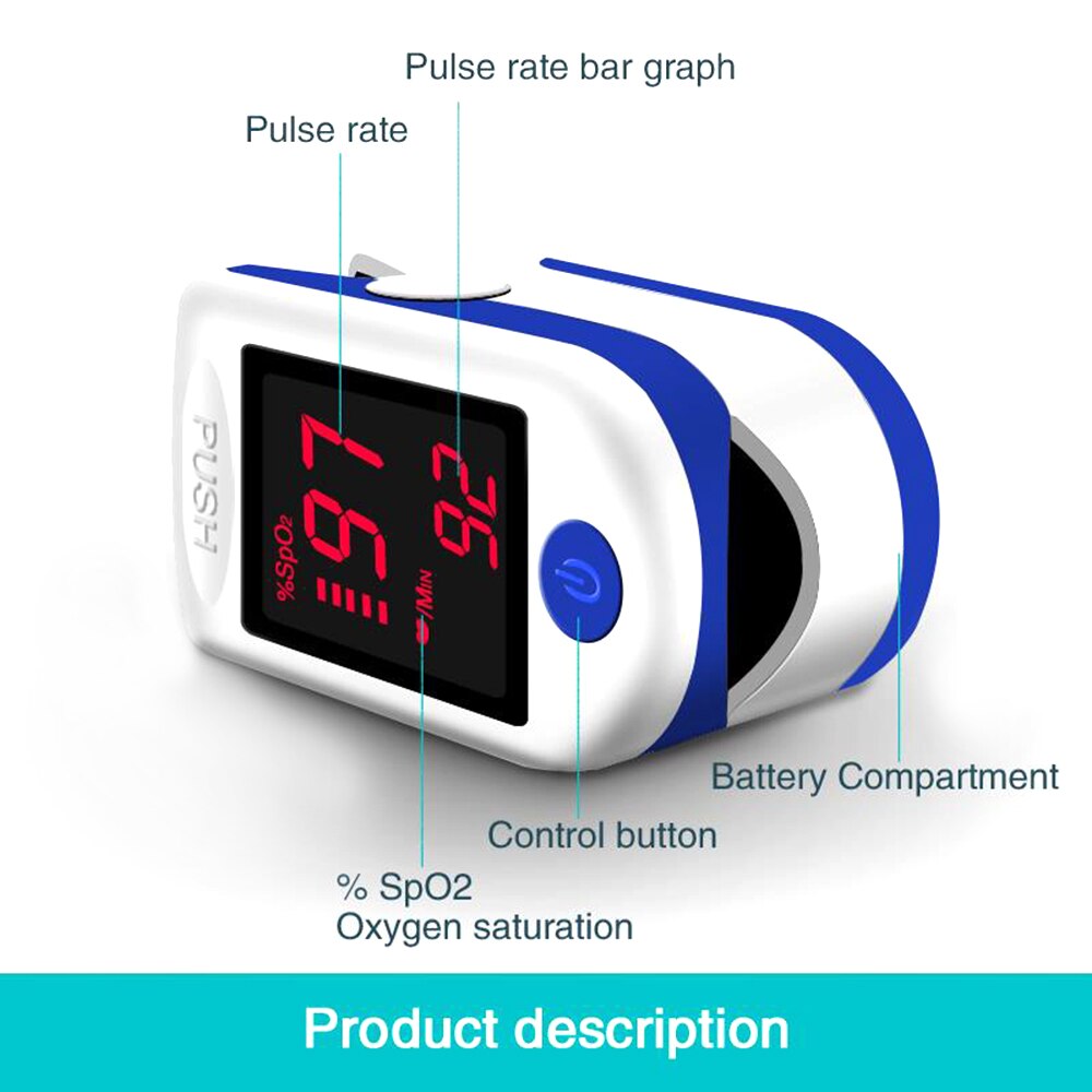 Vingertop Pulsoxymeter Met Led Display Oximeter Blood Oxygen Sensor Verzadiging SpO2 Monitor Meting Meter Snel