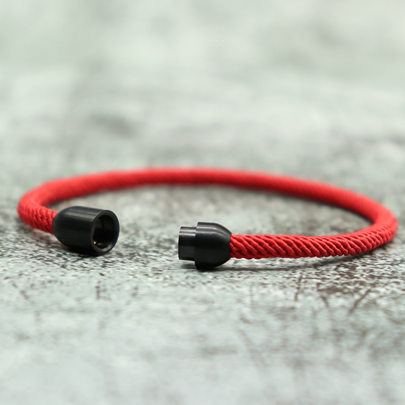 Pulsera magnética de cuerda roja minimalista hecha a mano para hombres y mujeres, brazalete Simple de acero inoxidable para brazalete, joyería de la suerte