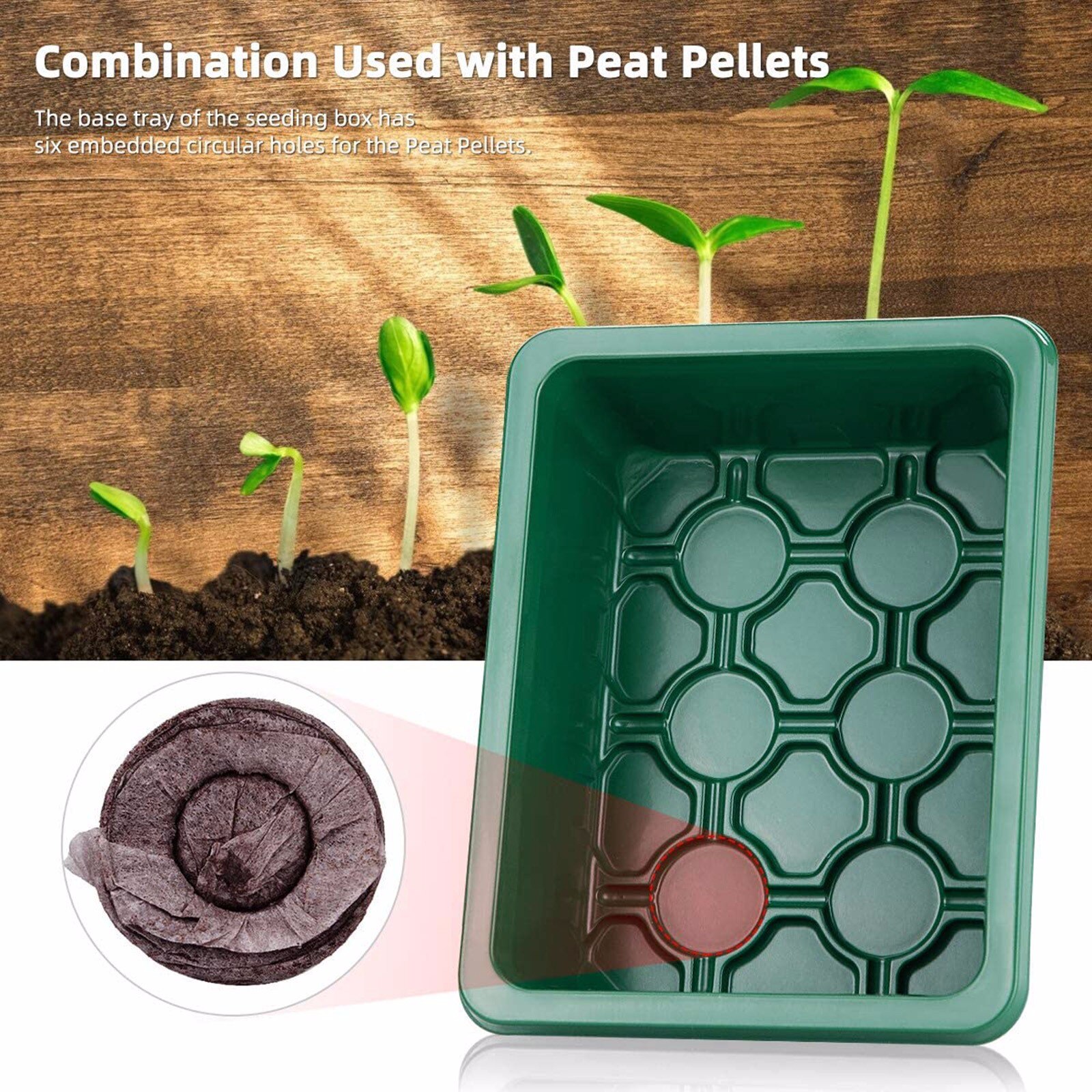 10-Pack Seed Starter Trays Seedling Tray (12 Cells per Tray) Humidity Adjustable