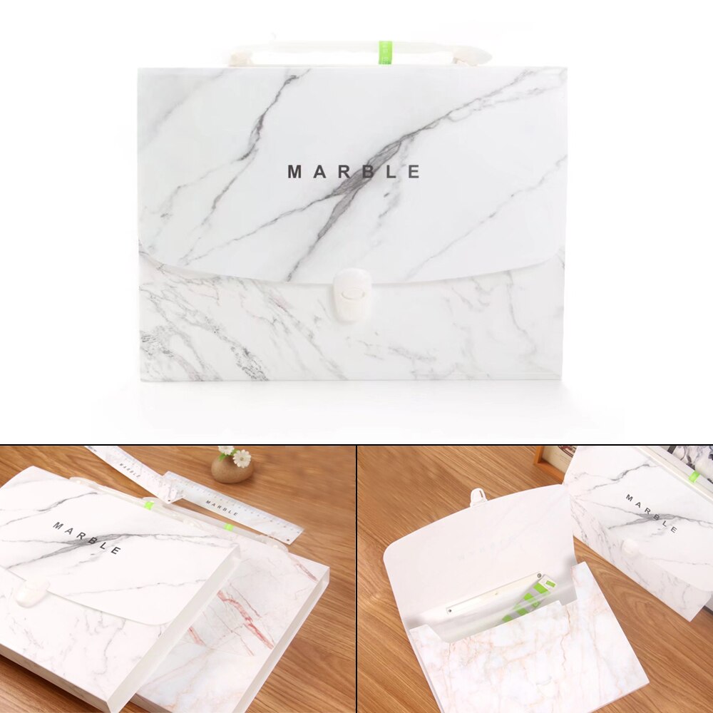 Marble Expanding File Folder A4 Document Bag Exanding Wallet Exam Paper Bill File Organizer School Office Stationery