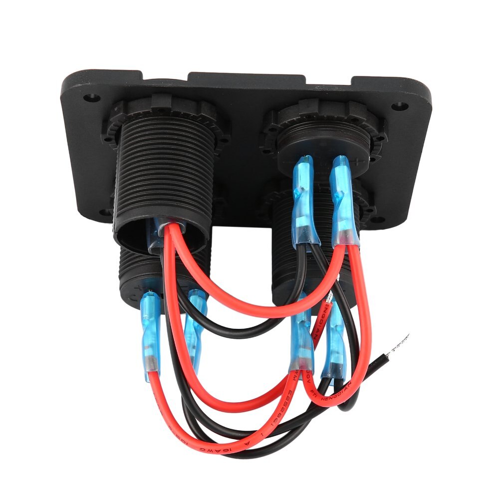 Kfz-ladegerät mit zwei usb-anschlüssen, led-voltmeter,  + 12-24v steckdosen und ein-/ausschalter , 4 in led-schalterpanels 1 auto, boot und schiff