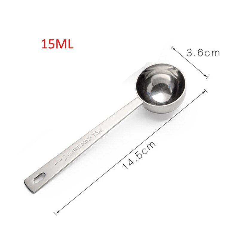 1 uds, cuchara de bolas de helado de acero inoxidable para café, cucharadas de té medidoras con Clip, cucharas medidoras, herramienta de cocina: 15ML (No Clip)