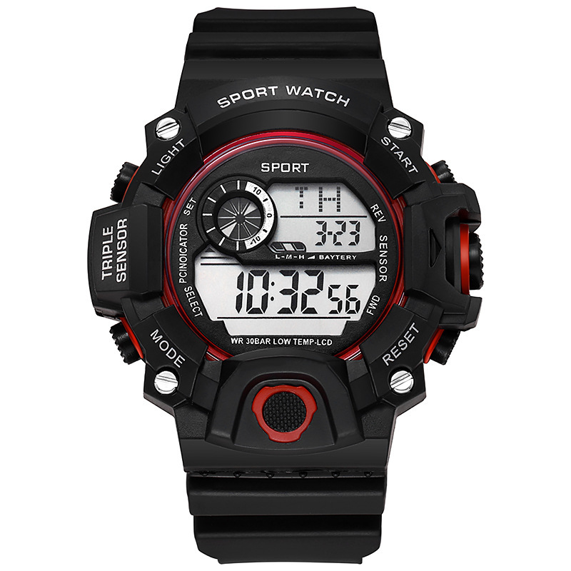 Yikaze y73 relógio masculino digital esportivo eletrônico relógio de pulso grande mostrador multifuncional à prova d'água alarme luminoso pulseira masculina: Marrom