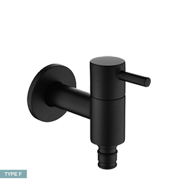 Matte Black Wall Mounted Brass Wasmachine Tap Tuin Outdoor Mop Pool Tap Wc Hoek Badkamer Water Kraan Bibcock: Type F