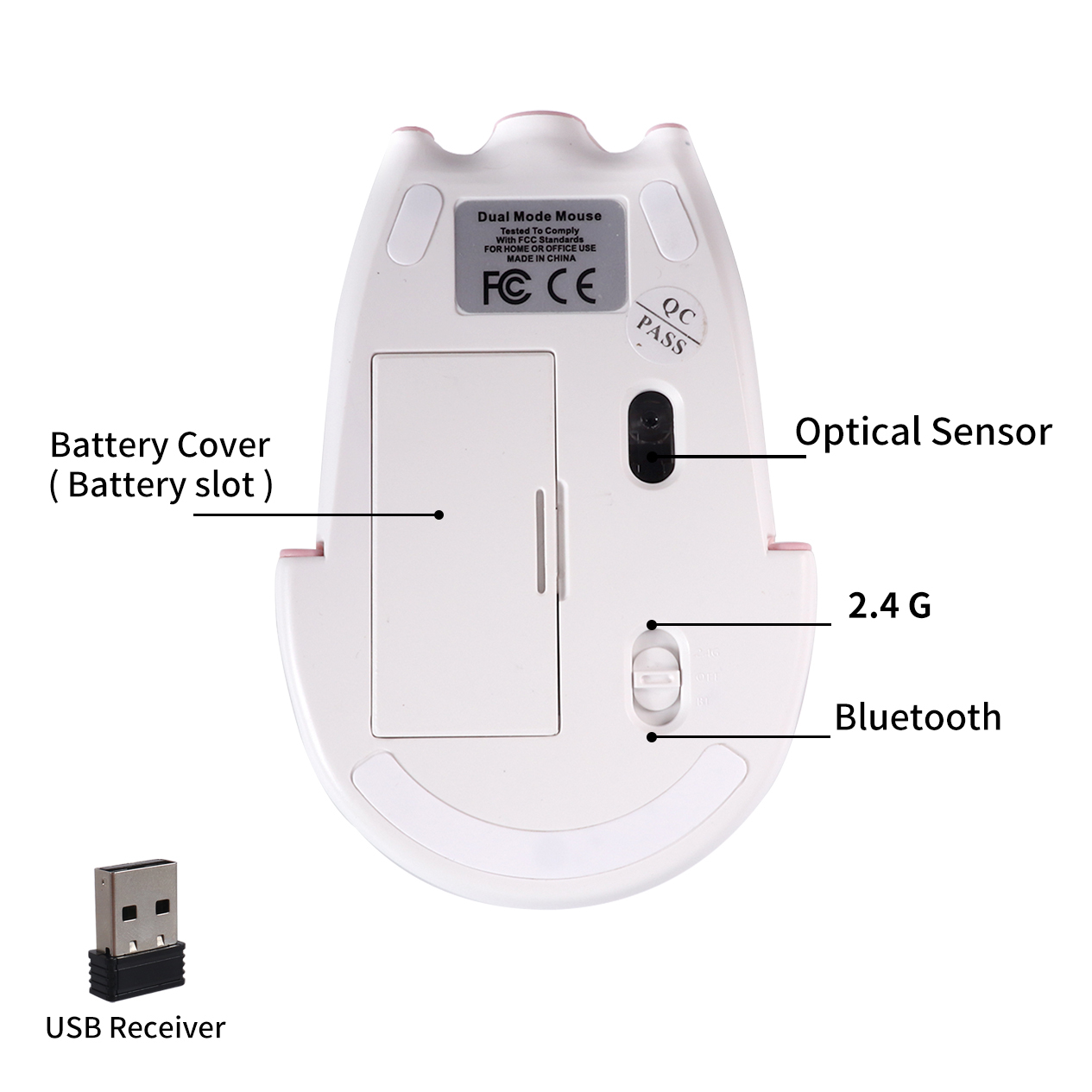 Dessin animé cochon souris d'ordinateur double 2.4G + Bluetooth mignon ergonomique souris optique jeu ordinateur portable PC universel pour fille