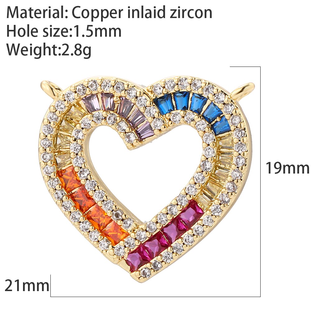 Hart Brief Charmes Voor Sieraden Maken Levert Bohemian Dangle Charms Real Gold Plated Crystal Cz Diy Ketting Earring Armband: AC210463G7