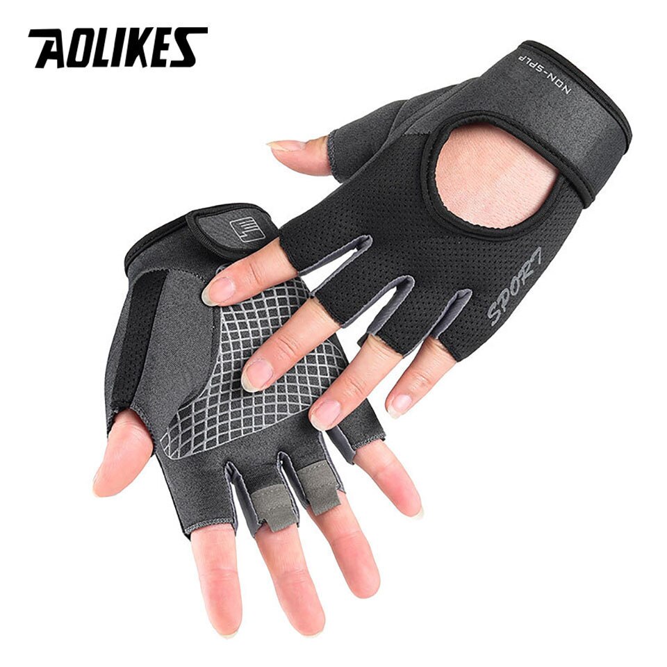AOLIKES guanti da palestra donna sollevamento pesi Crossfit allenamento guanti Fitness Bodybuilding traspirante mezzo dito protezione mani