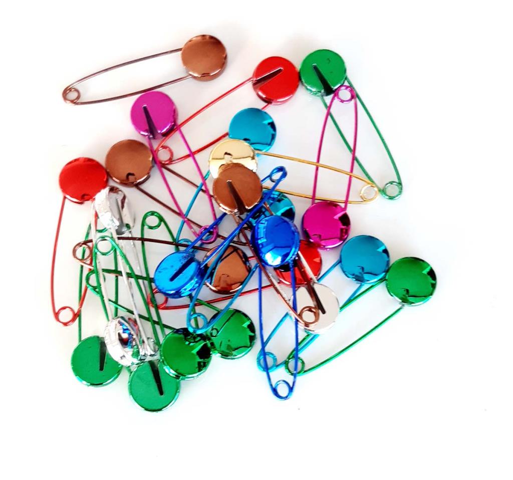 Pin de seguridad colorido, 5 uds., 5 cm, modelo redondo