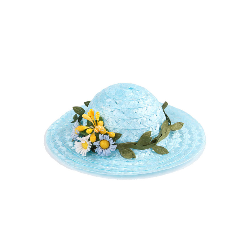 Hond Hoed Cap Zomer Bloemen Mode Hoed Voor Honden Casual Stro Cap Voor Kleine Honden Katten Hoed Chihuahua Yorkshire teddy 4 Kleuren: Blue Daisy / M 15X6cm