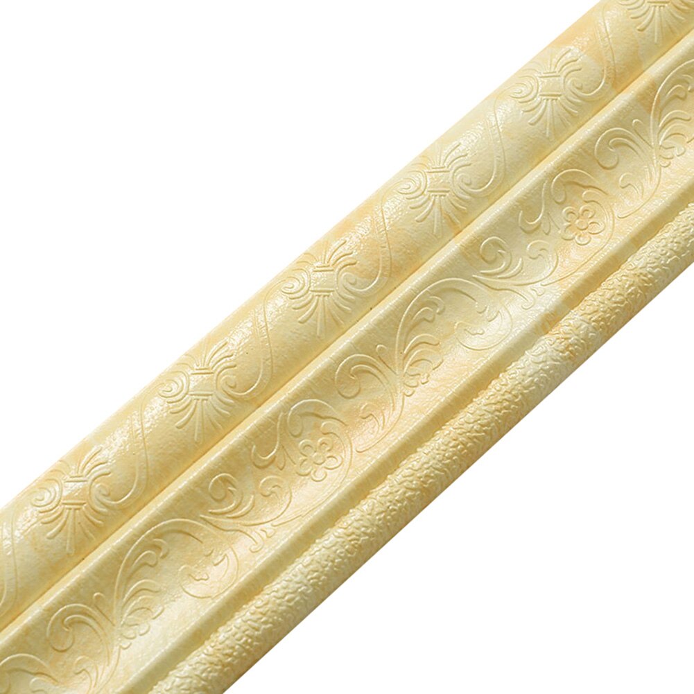 Wall Trim Line Skirting Border 3D Pattern Sticker Decoration Self Adhesive Waterproof Strip SEC88: Yellow    B