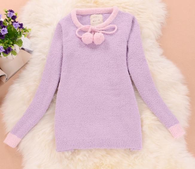 Take Women Autumn Winter Warm Home Leisure Comfortable Long And Short Jacket Thickened Stretch Pajamas: Lavender