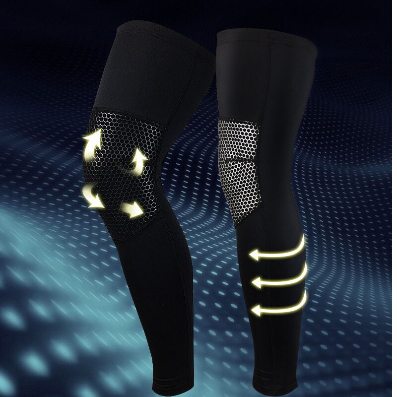 Jambières Protection De Sport Non-Slip Vélo Basket-Ball Jambe Manches En Nid D'abeille