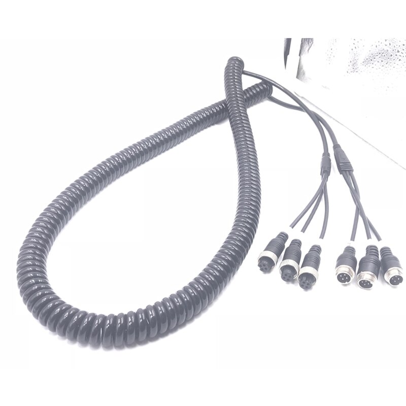 Vehicle aviation connector extension cables spring cable mobile dvr Mdvr connecting camera Wire Factory