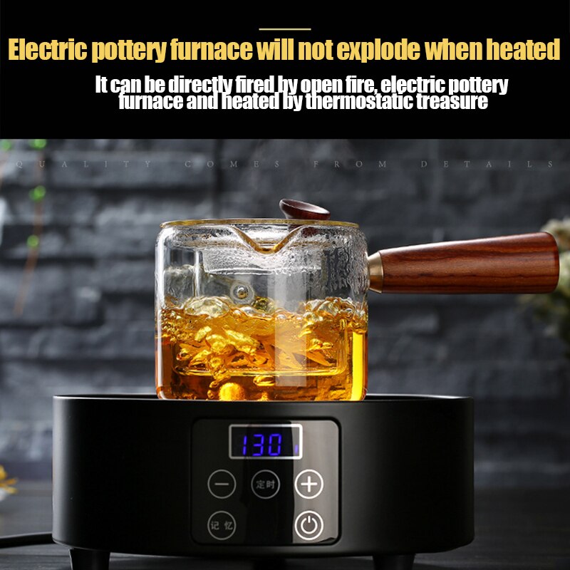 500ml Unique Side Handle Pot Glass Teapots High Temperature Resistant for Home BV789