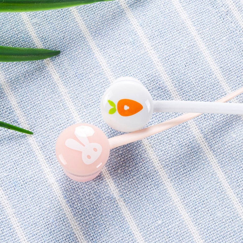 Korean Cartoon Rabbit In-Ear Headphones With Storage Bag Small Headset With Microphone For Apple And Android Systems