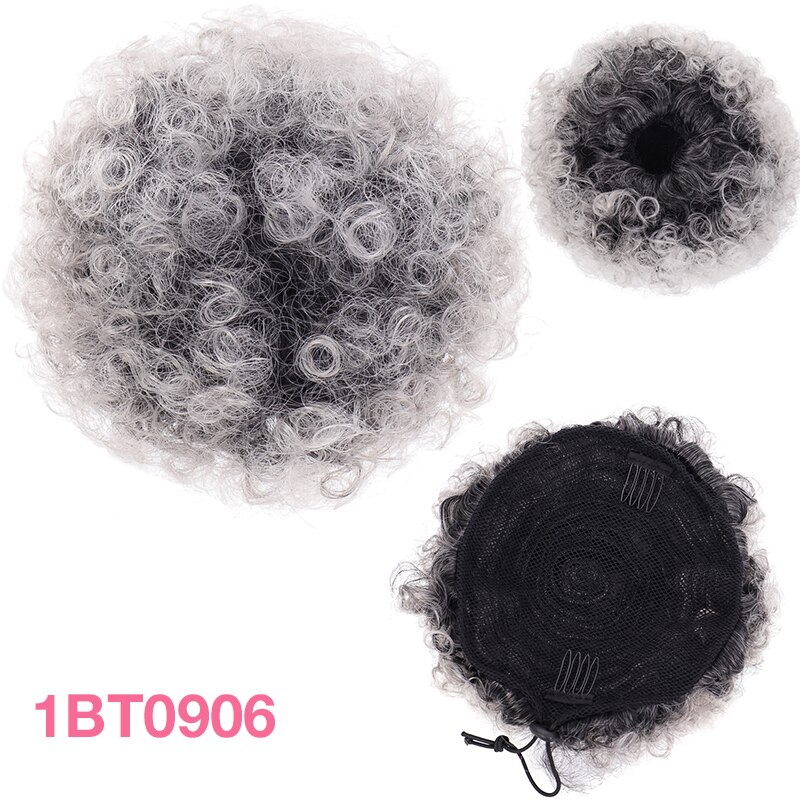 Talang afro puff syntetiskt hår bulle chignon frisyr för kvinnor peruk dragsko hästsvans kinky lockigt klämma i förlängningar hästsvans: F6-40