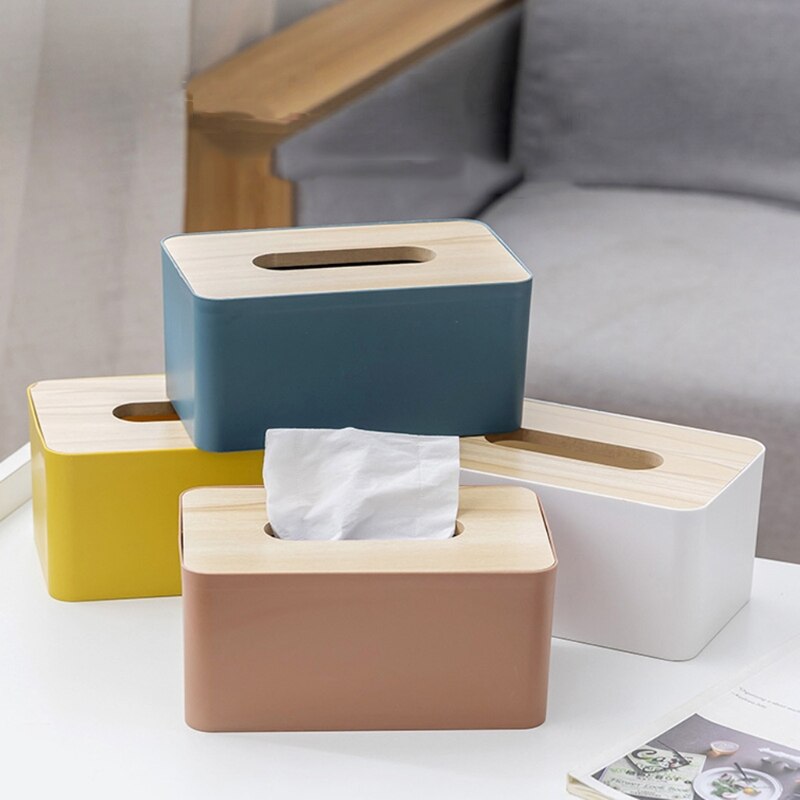 Wooden Tissue Box with Removable Lid Eco-friendly Tissue Container Towel Tissue Paper Holder Napkins Case Living Room Desktop