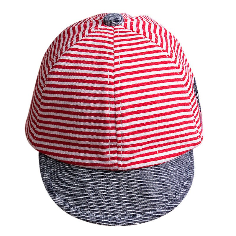 Newborn Baby Girl Boy Summer Cute Casual Hat Toddlers Infant Cotton Striped Sun Cap: Red