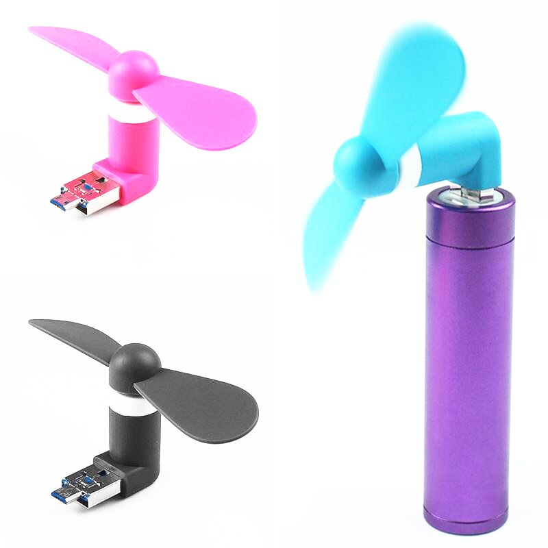 Mini 2 In1 Micro Usb Otg Fan Draagbare Flexibele Cooling Mobiele Telefoon Fan Usb Gadget Voor Otg Android Power Bank desktop Laptop