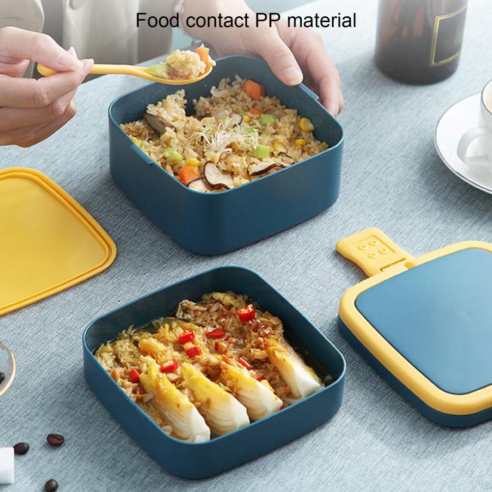 Office Worker with Lunch Box Double-Layer Japanese-Style Portable Microwave Bento Box Separated Insulation Heated Lunch Box Set