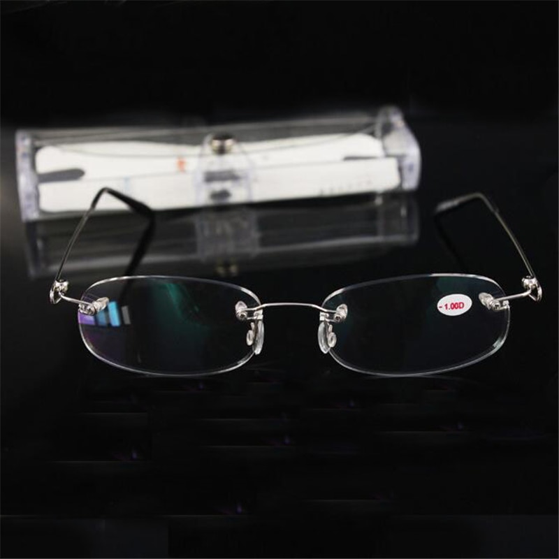 Gafas de resina sin marco para miopía, lentes ultralivianas en caja para miopía, para hombre y mujer, 1,0-1,5-2-2,5-3-3,5-4,0
