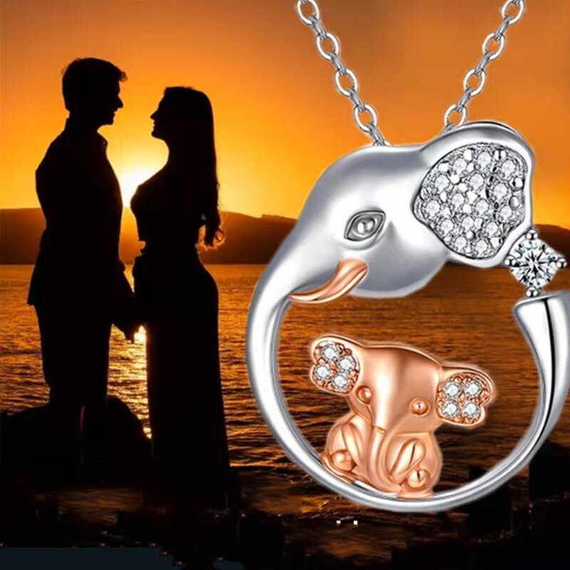 murmeln Art Elefanten Halskette SchöNe Ebene Schmuck Luxus Zirkon Anhänger Halskette für Frauen Geburtstag Jahrestag