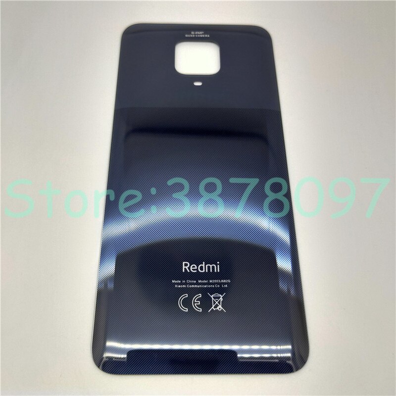 Back Glass For Xiaomi Redmi Note 9 Pro 9S (64MP) Battery Cover Rear Housing Door Panel Case: Black