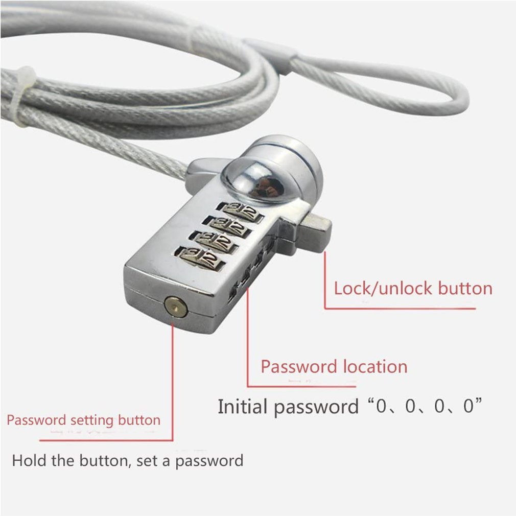 4 Digit Security Password Computer Lock Anti-theft Chain For Notebook PC Laptop Anti-theft Lock Combination Security Lock