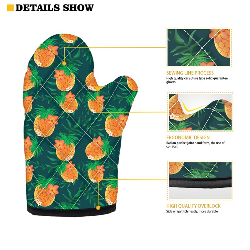 Golden Sunflowers Oven Mitts and Pot Holders Insulated Gloves for Cooking BBQ Baking Grilling Floral Style Kitchen Accessories