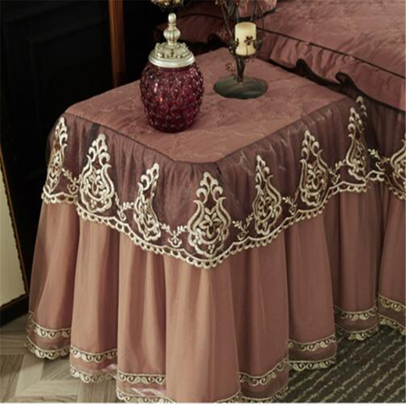 Thickend blonder bordklud euro stil alt inklusive bordskørt 50 x 60cm bordstøvbetræk sengelinnedekorativ bordklud: Kaffe