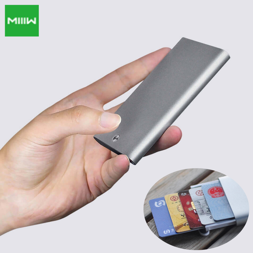 MIIIW card case Mechanical button All aluminum alloy cover 70.4g Wallet ID Card Box protable Credit Card Case