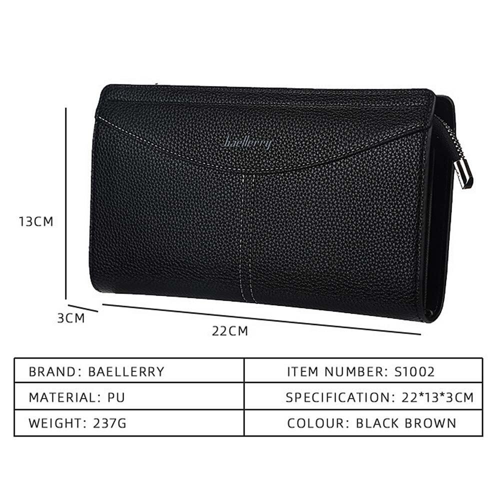 Cartera de mano para hombre , cartera para hombre con cremallera de gran capacidad, Cartera de piel sintética para hombre