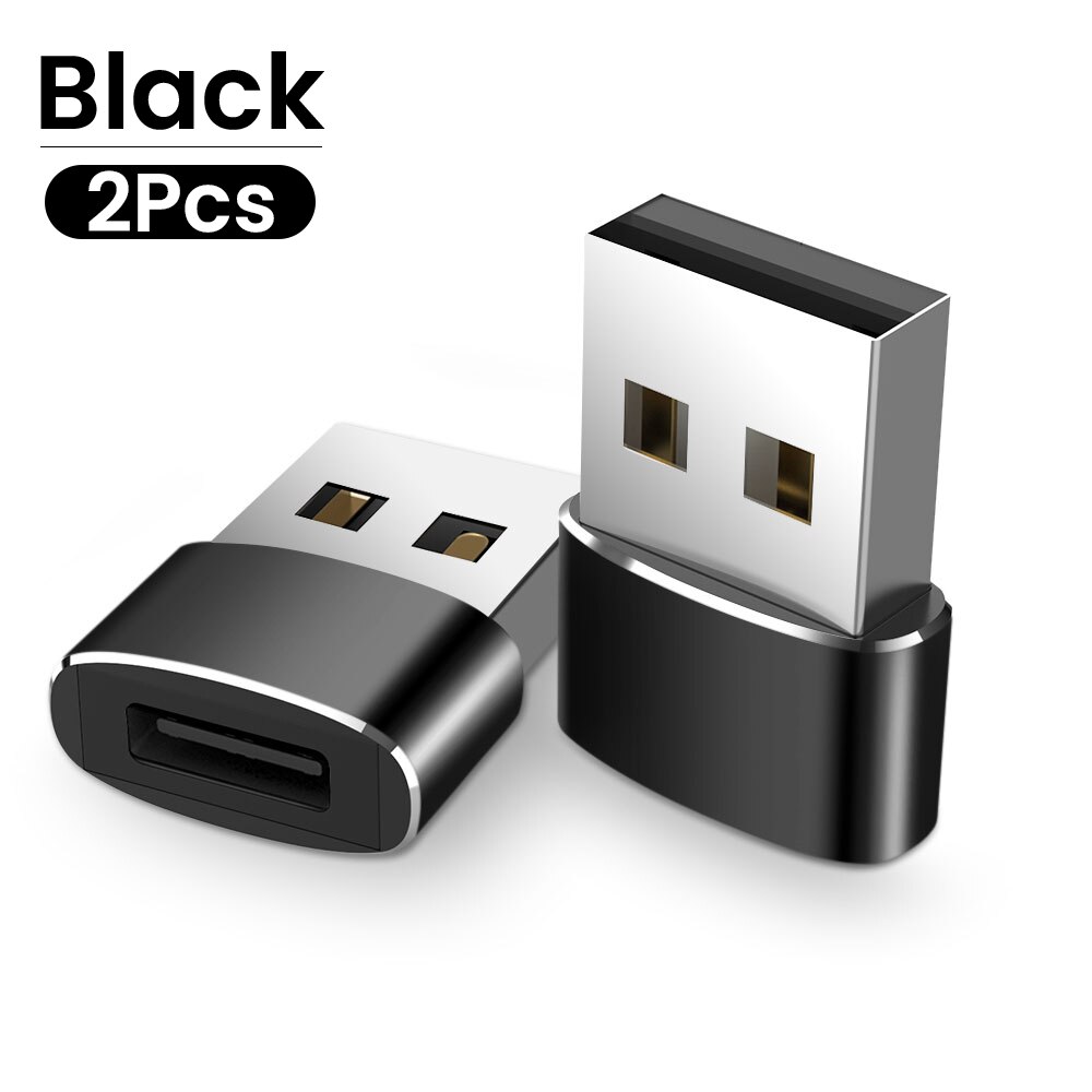 Robotsky USB Stecker auf USB Typ C Weibliche OTG Adapter Konverter Typ-c Kabel Adapter Für Nexus 5x6p Oneplus 3 2 USB-C Daten Ladegerät: 2PCS BLACK